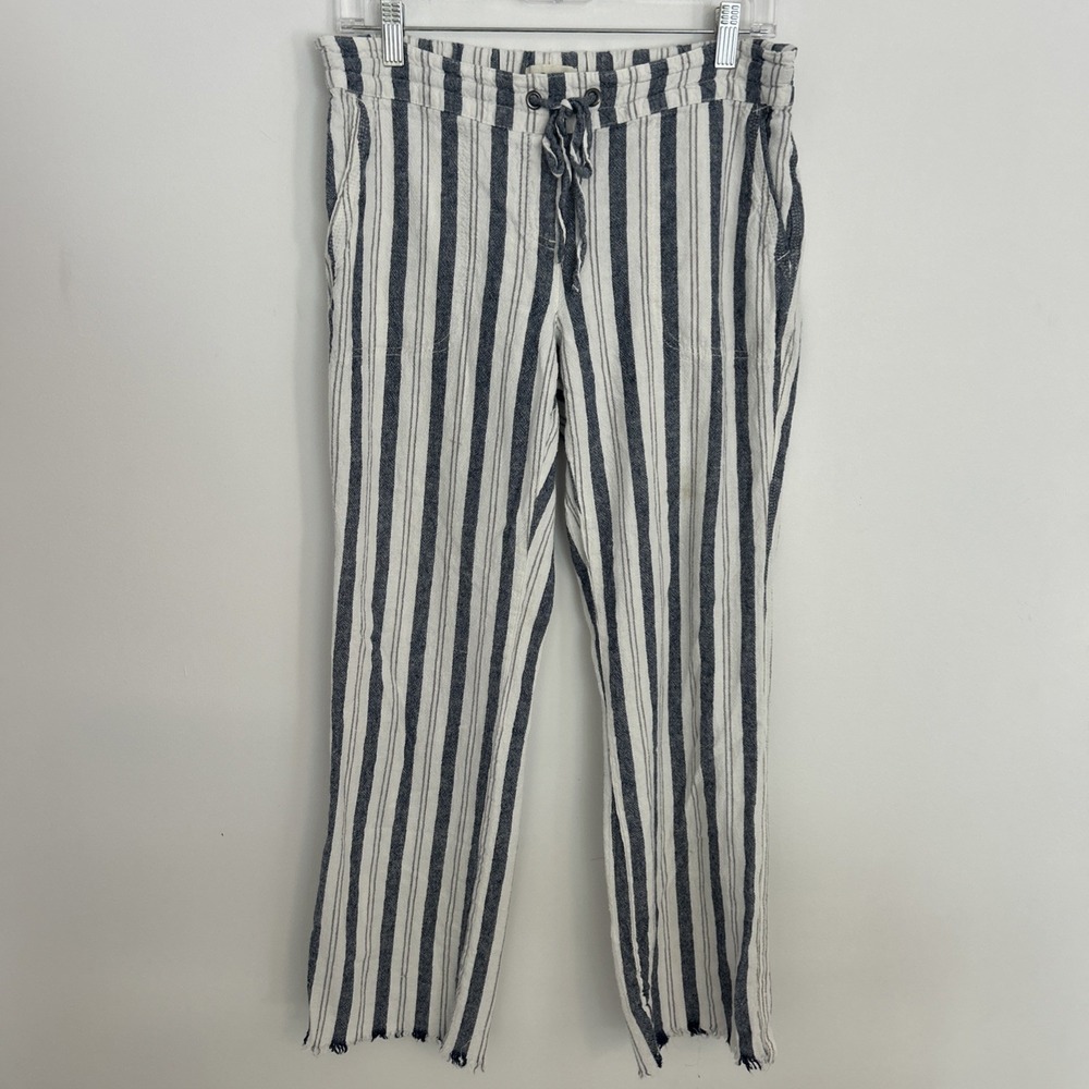 James Perse Los Angeles Blue Stripes Women's Drawstring Lounge Pants Lightweight